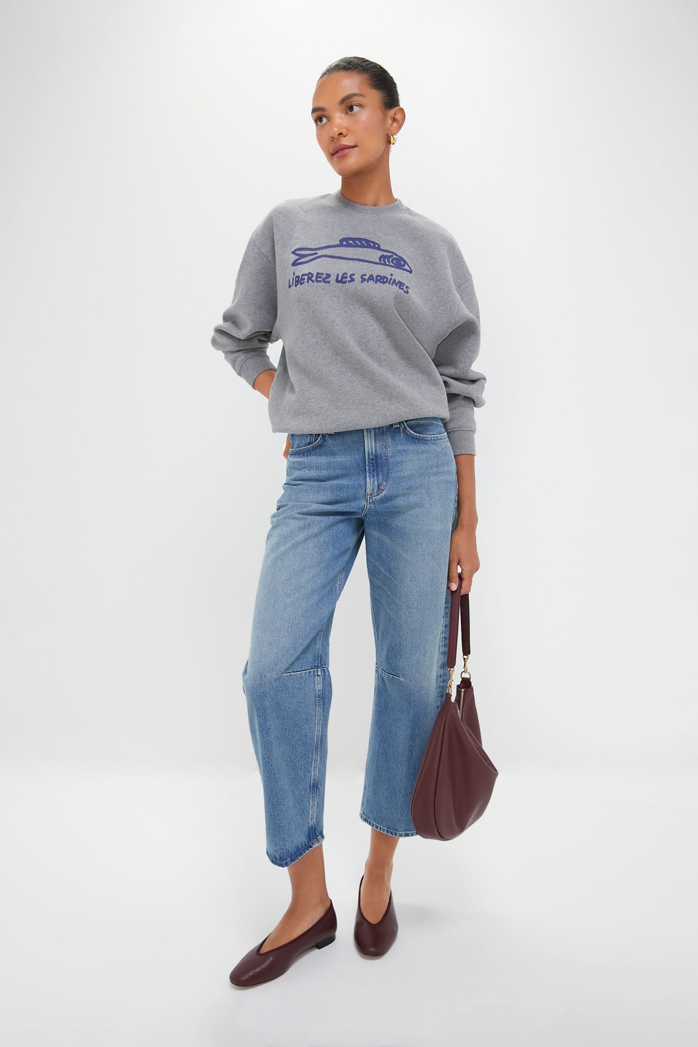 alors paris Sweat-shirt Sardina グレー Pas De Calais Fine Bouclé Turtleneck Knit Pullover - Heather Grey