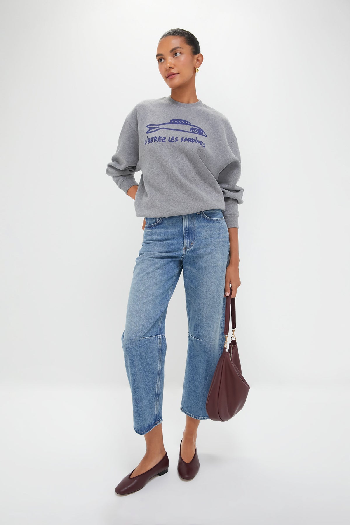 Grey and Navy Liberez Les Sardines Oversized Sweatshirt
