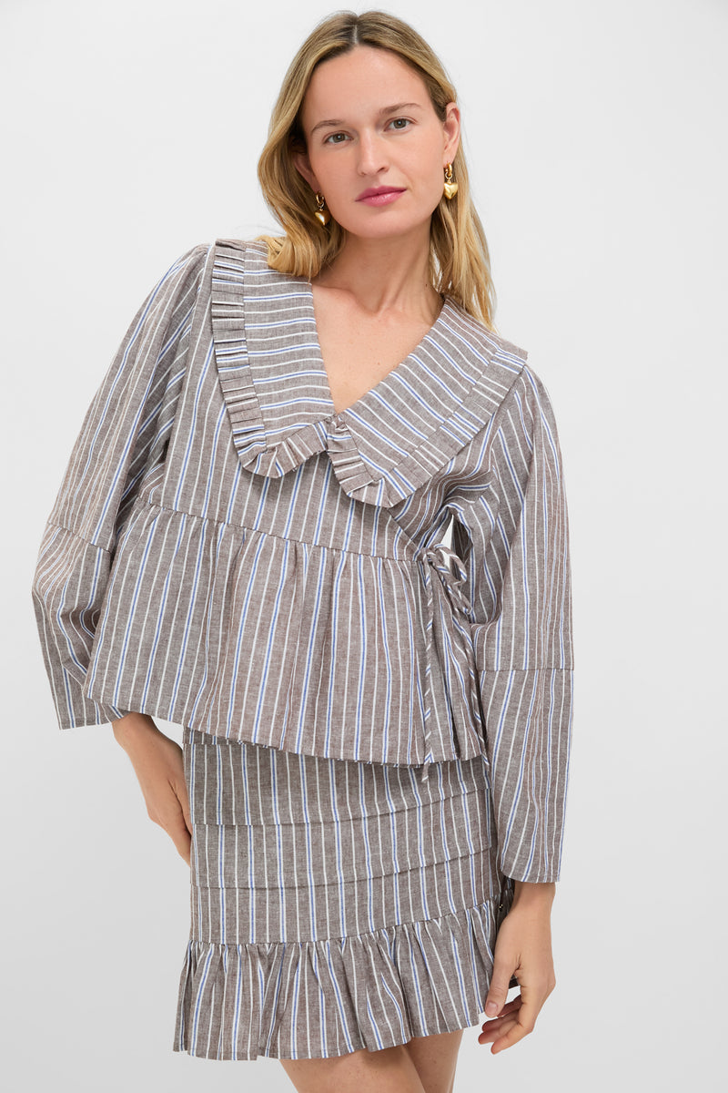 Dove Stripe Linen Bethany Blouse