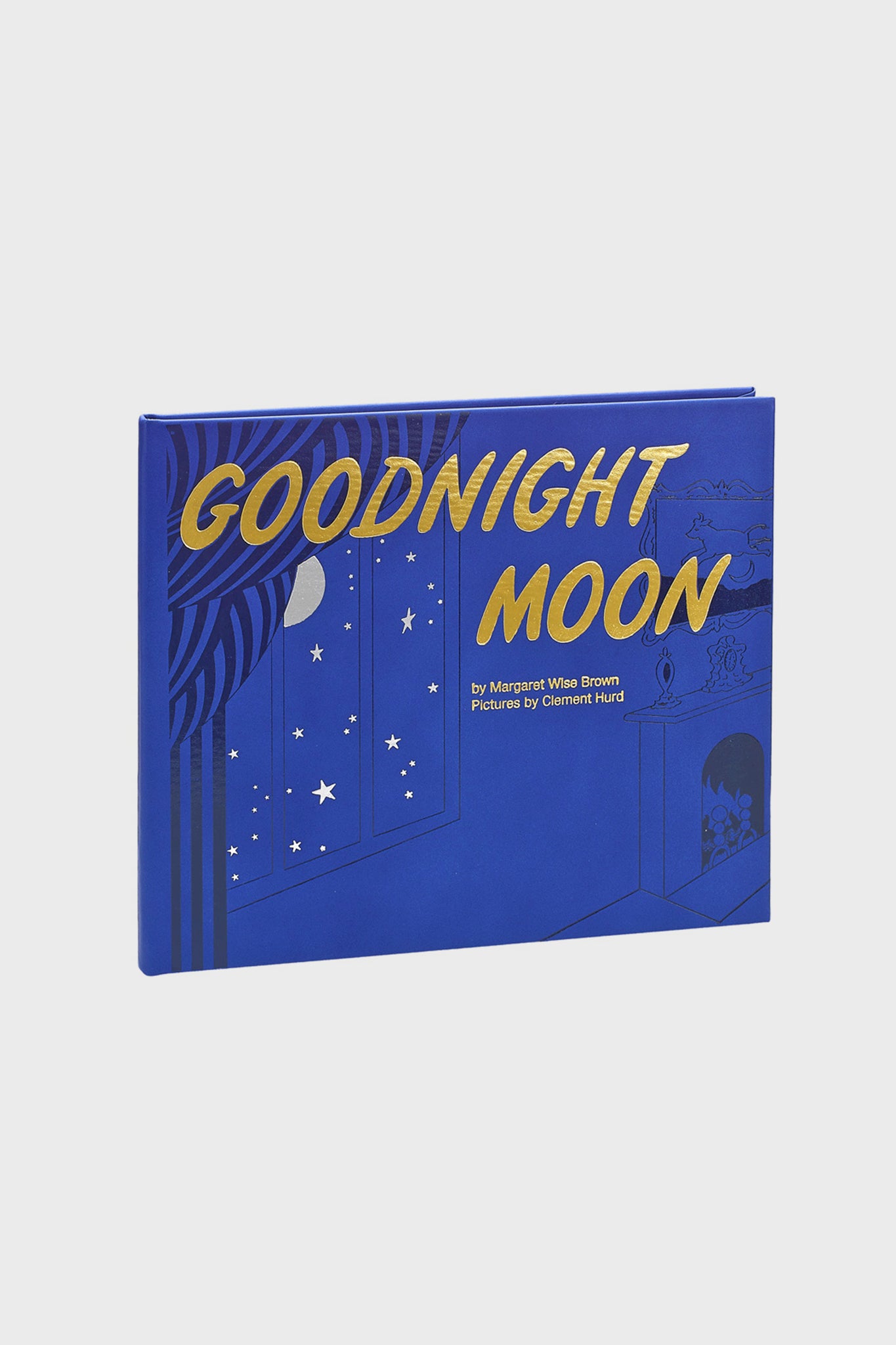 A blue hardcover edition of Goodnight Moon by Margaret Wise Brown, illustrated by Clement Hurd, from Graphic Image, featuring a moonlit window scene—this timeless classic is a beloved children's bedtime story.