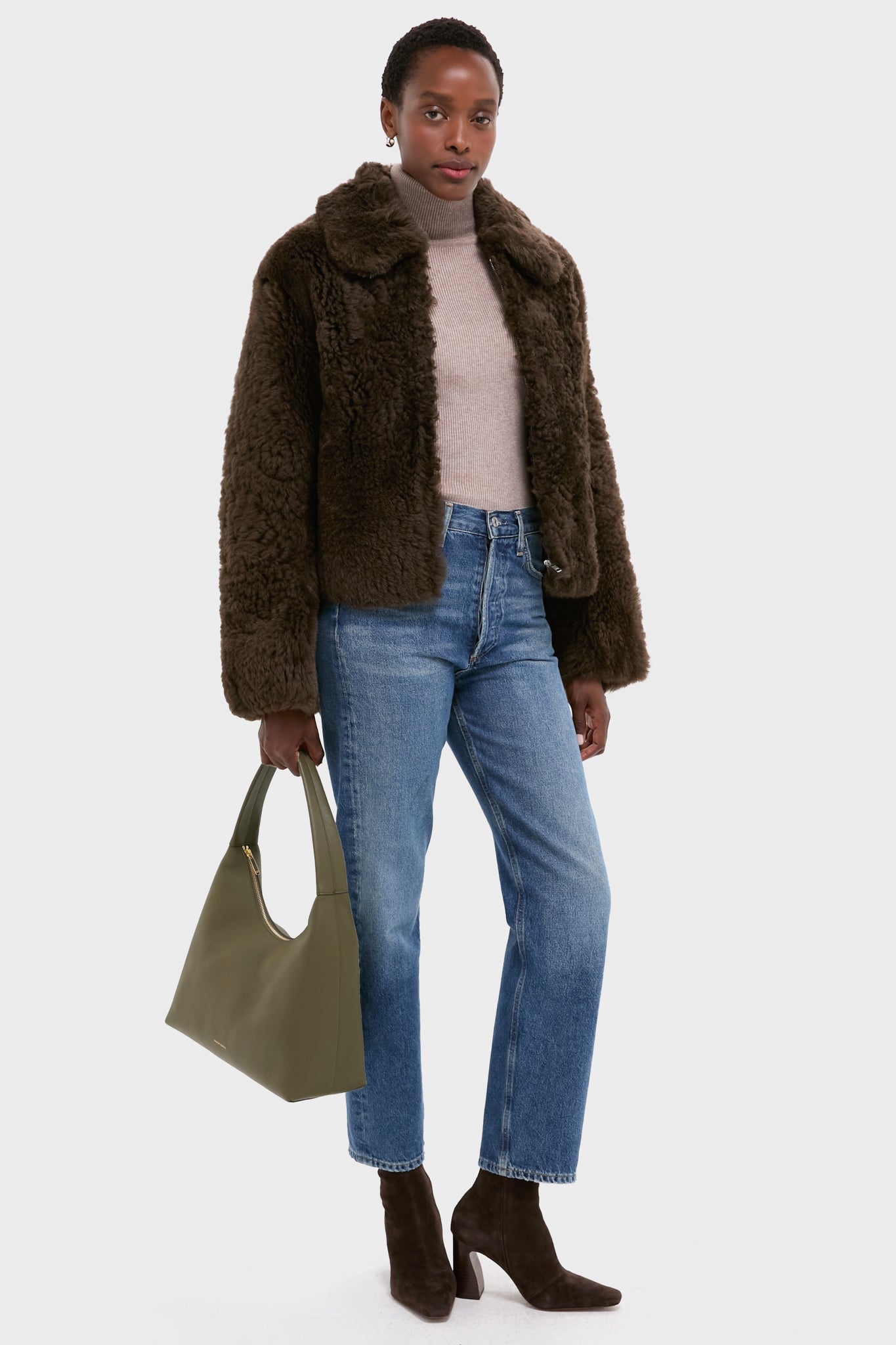 Dark Brown Shearling Kenzia Jacket | Stand Studio | Tuckernuck
