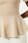 Tan Knit Phoebe Peplum Top