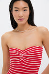 Red and White Striped Brooke One Piece