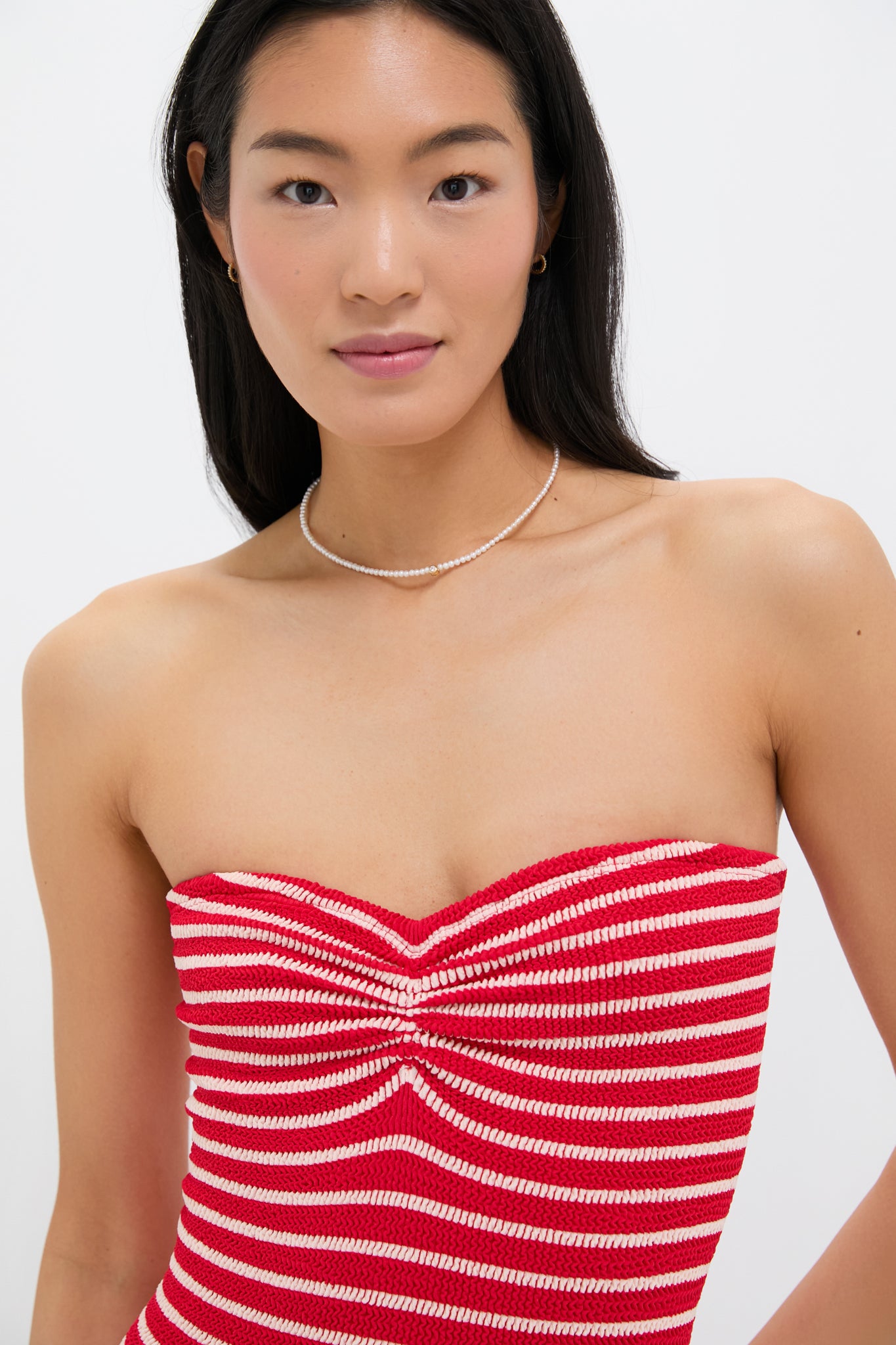 Red and White Striped Brooke One Piece