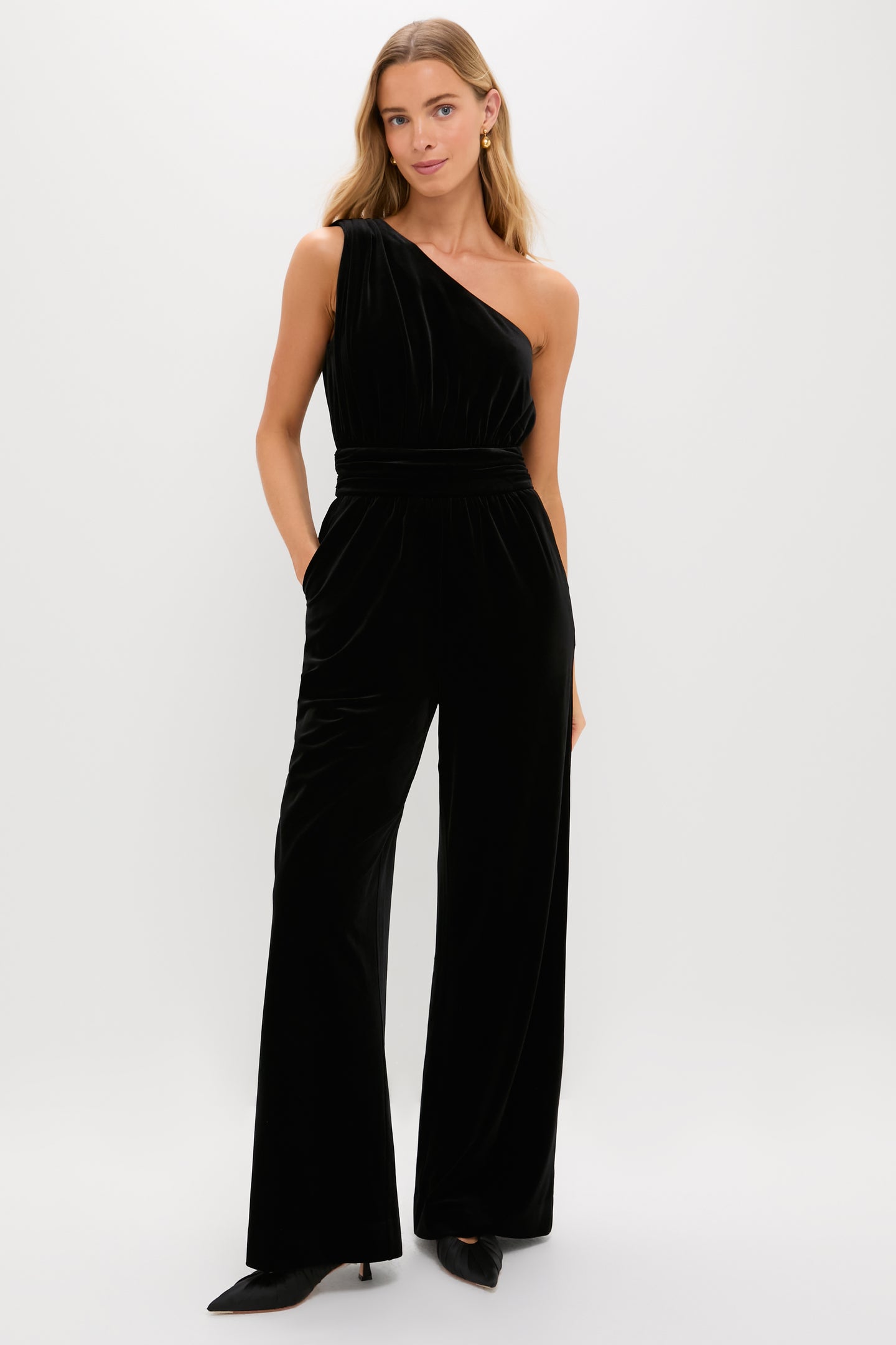 Black Velvet One Shoulder Araminta Jumpsuit