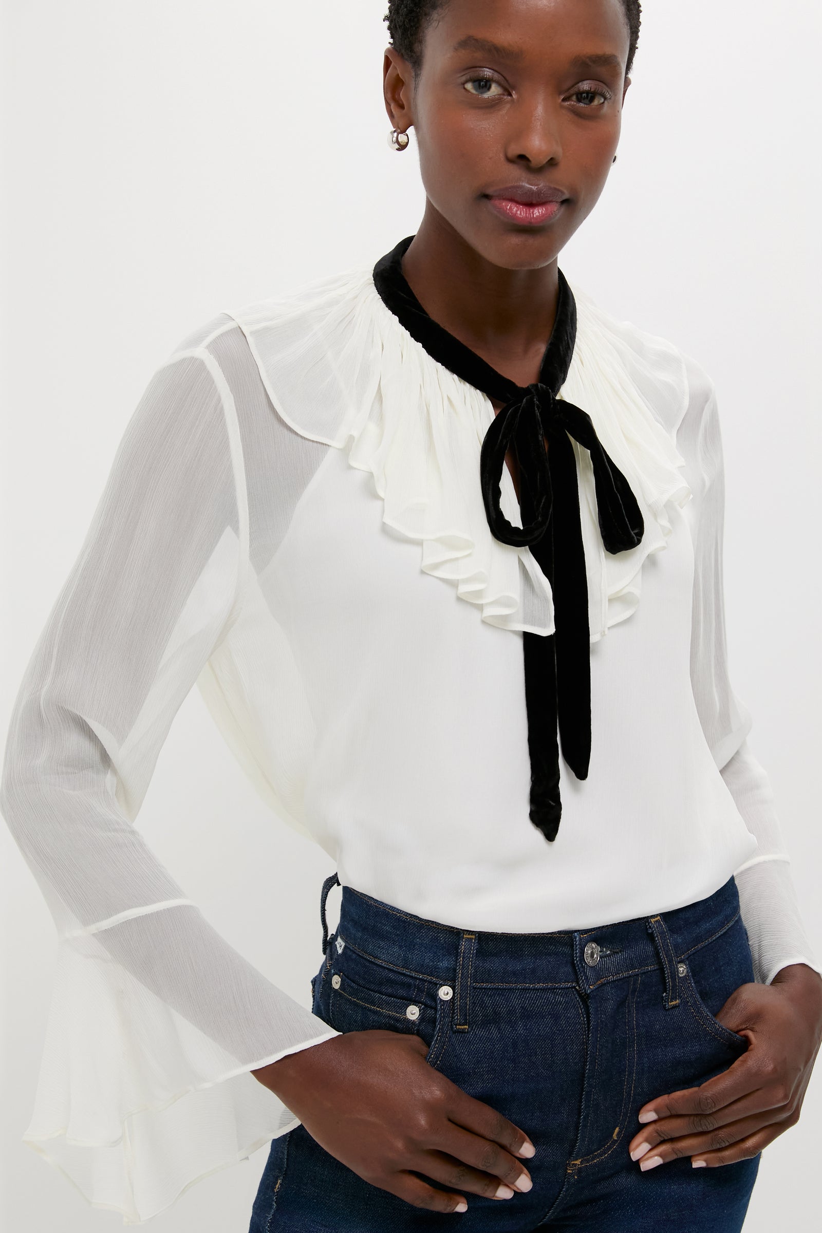 Trophy Cream Long Sleeve Collared Blouse