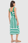 Green & White Striped Hooper Denim Midi Dress