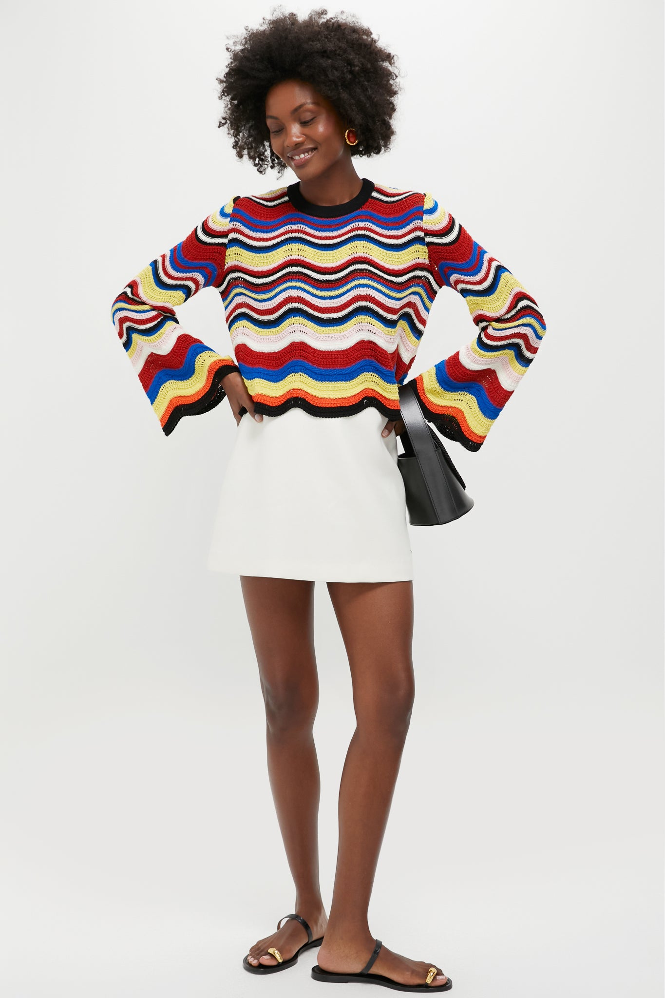 Multicolor Chevron Crop Sweater