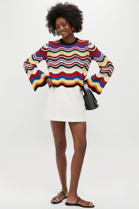 Multicolor Chevron Crop Sweater