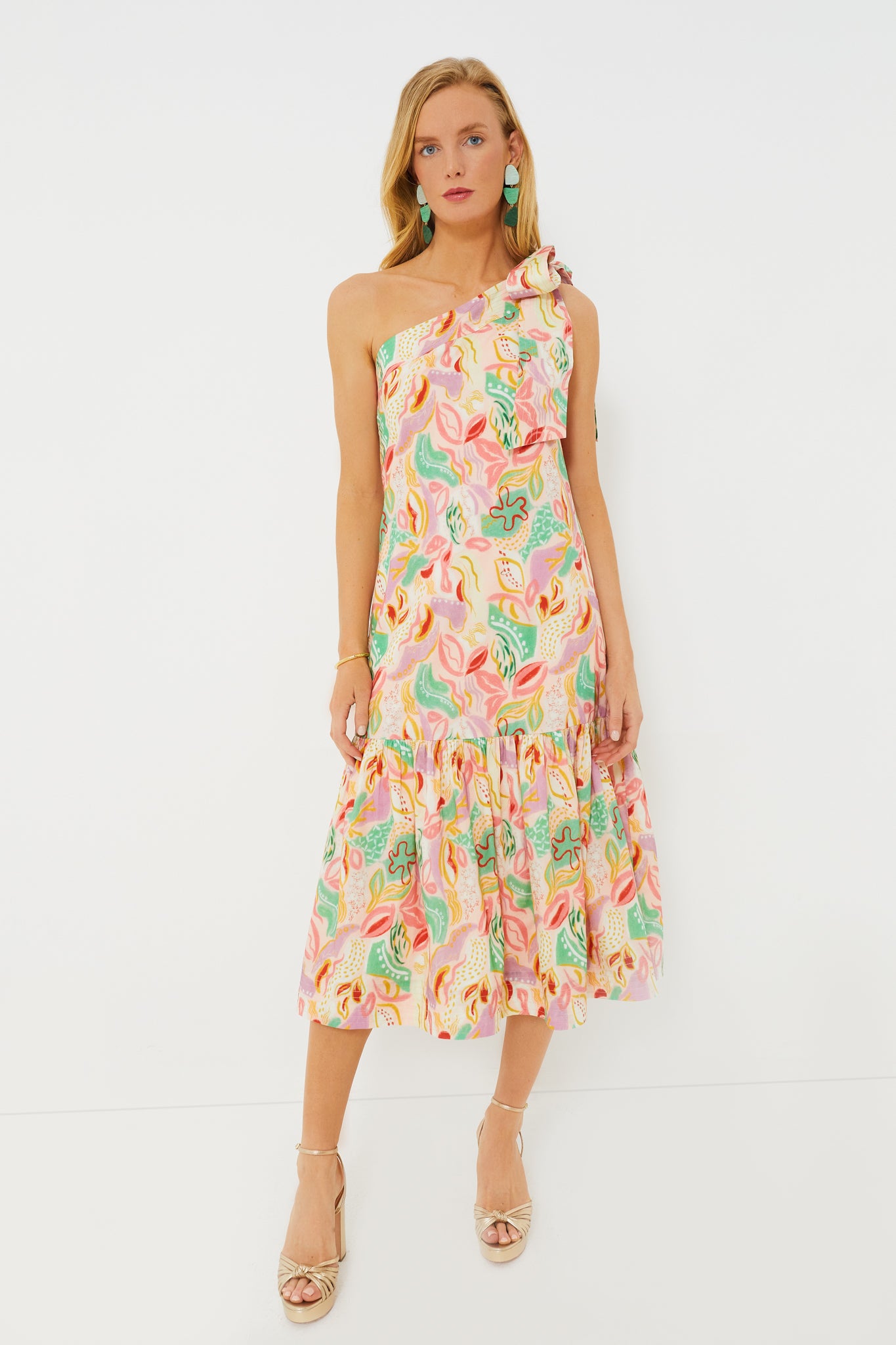 Multi Abstract Floral One Shoulder Orla Dress