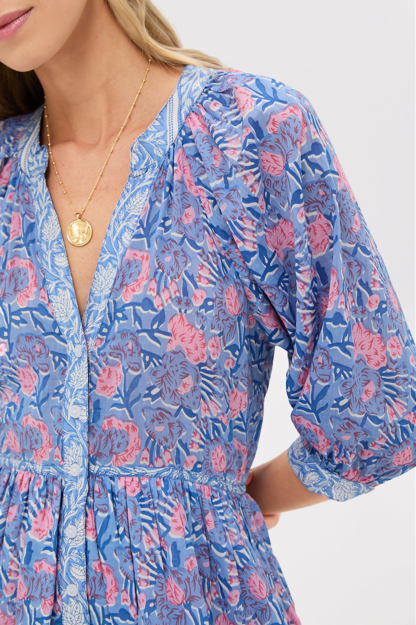 Blue Pink Printed Clara Mini Dress | Bell by Alicia Bell Blue Pink Printed Clara Mini Dress | Bell by Alicia Bell