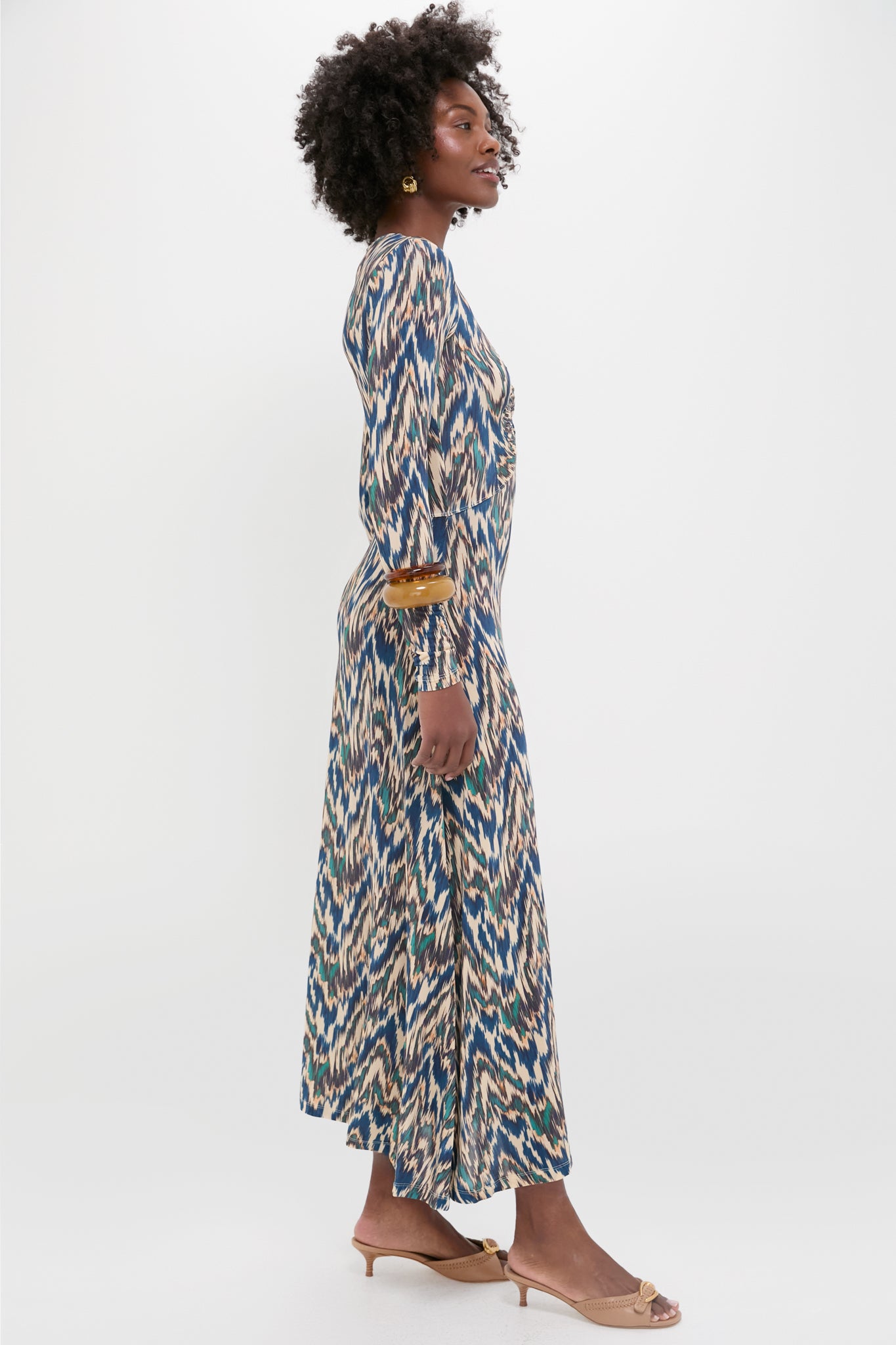 Riverslate Naia Long Sleeve Ruched Midi Dress