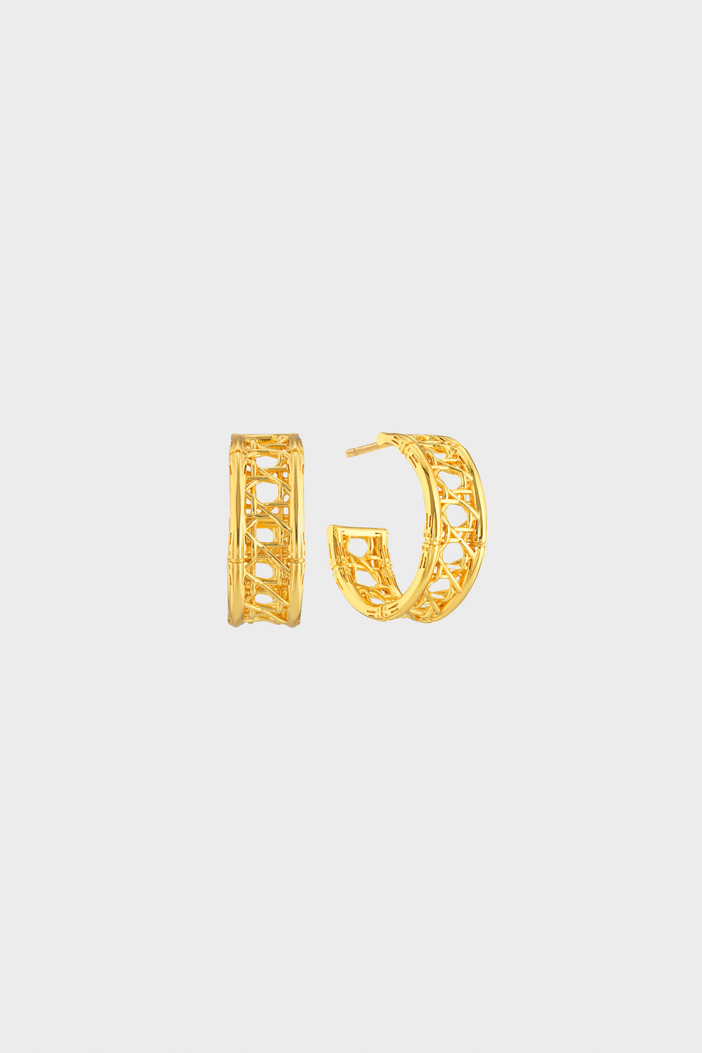 Gold Veranda Caning Medium Hoop Earrings