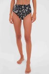 Midnight Bloom Zahara High Waisted Bikini Bottom