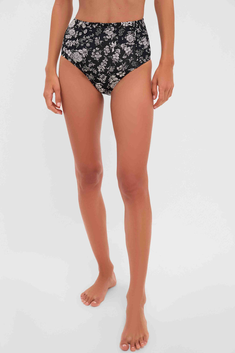 Midnight Bloom Zahara High Waisted Bikini Bottom