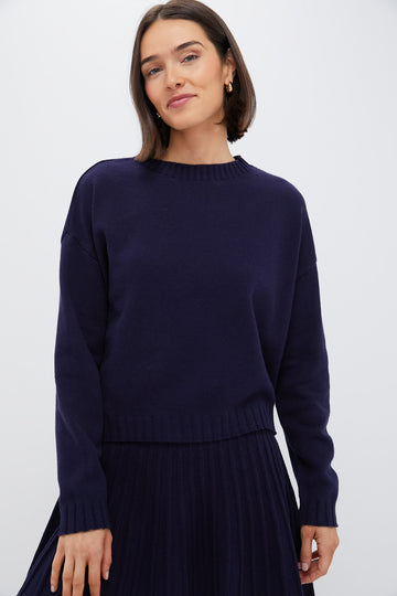 Navy Knit Milly Crewneck Sweater