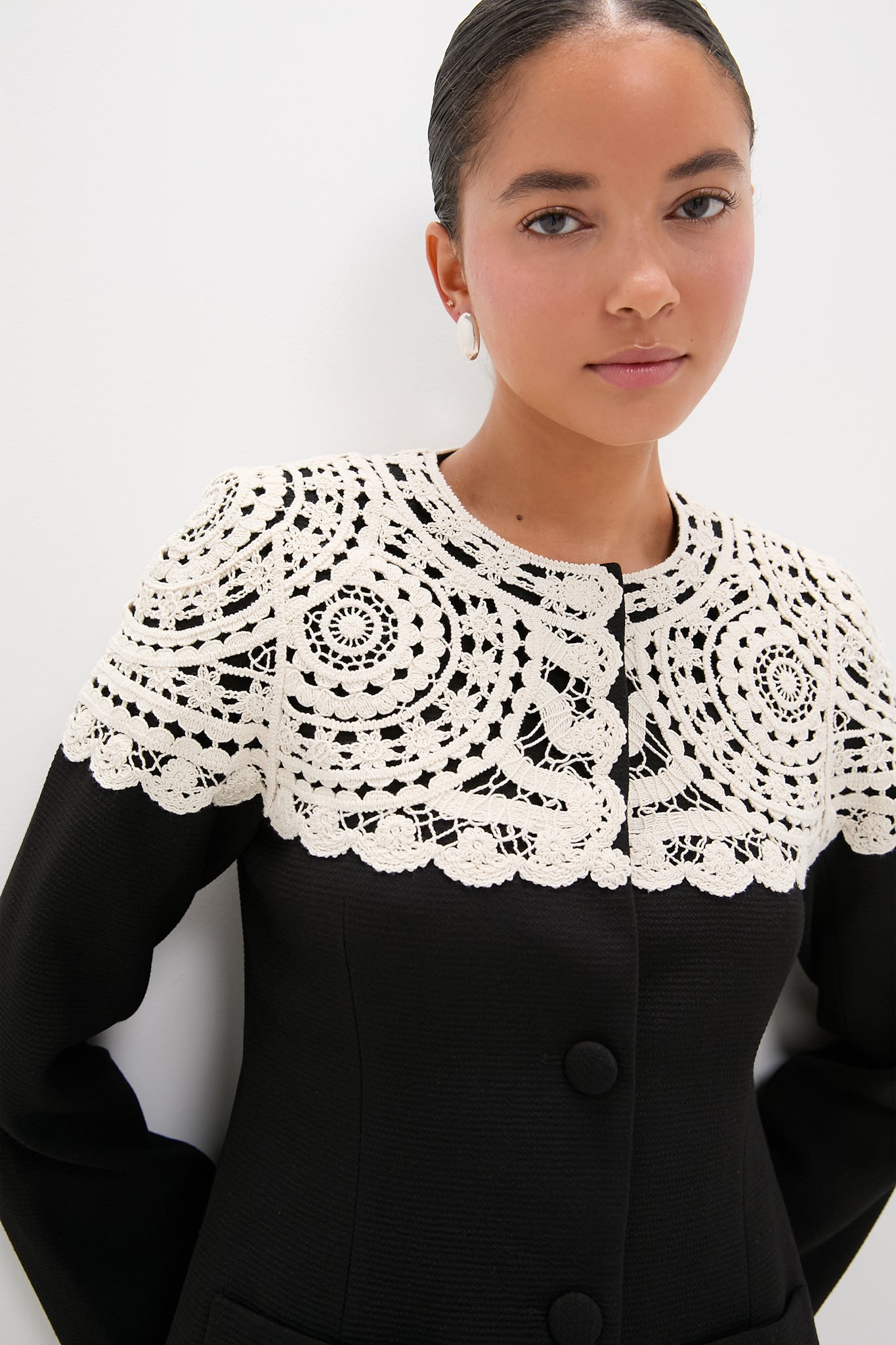 Black Nara Crochet Jacket | Sea New York