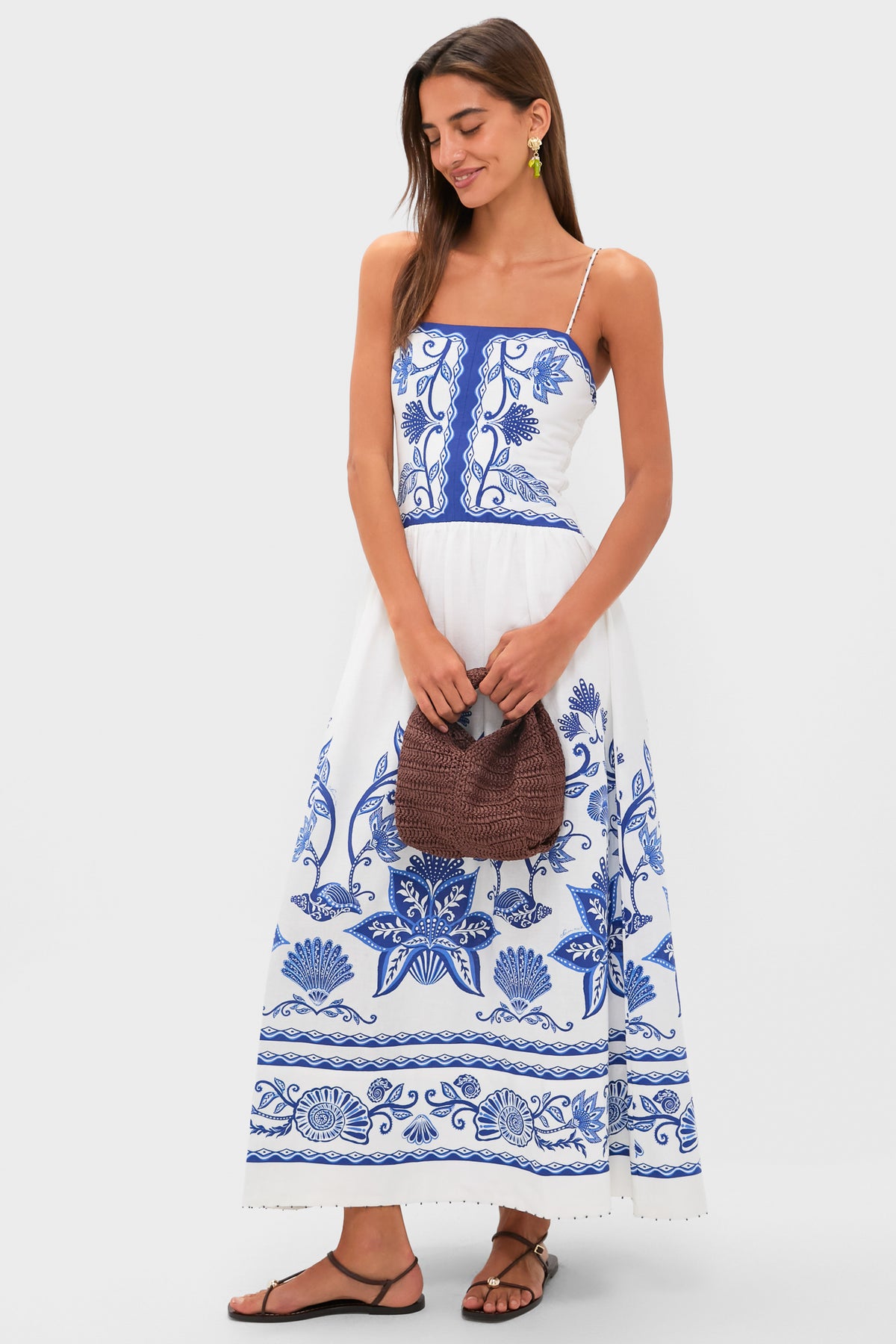 Shell Garden Off-White Sleeveless Midi Dress | Farm Rio Shell Garden Off-White Sleeveless Midi Dress | Farm Rio