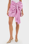Pink Metallic Plisse Brenna Bow Mini Skirt
