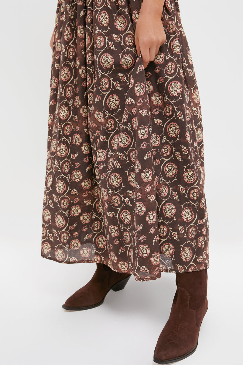 Brown Floral Jocelyn Maxi Dress