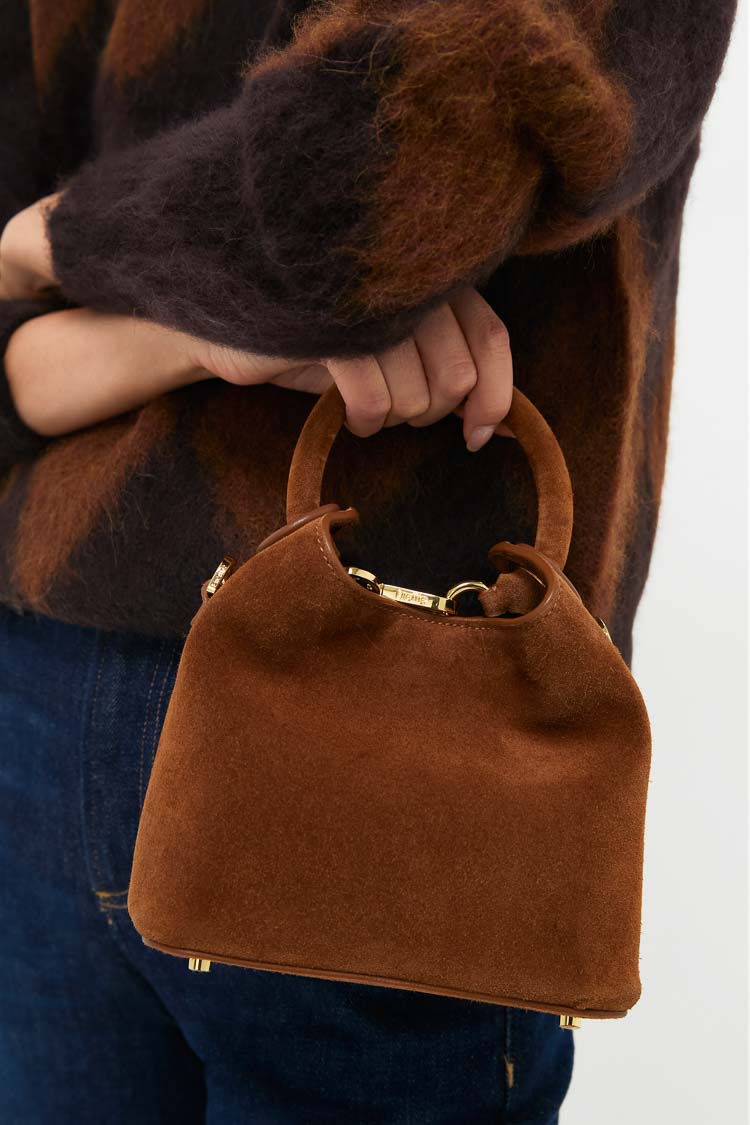 elleme ムートンバッグ Baozi Shearling Teddy White Cognac - Fuzzy Shoulder Bag - Elleme