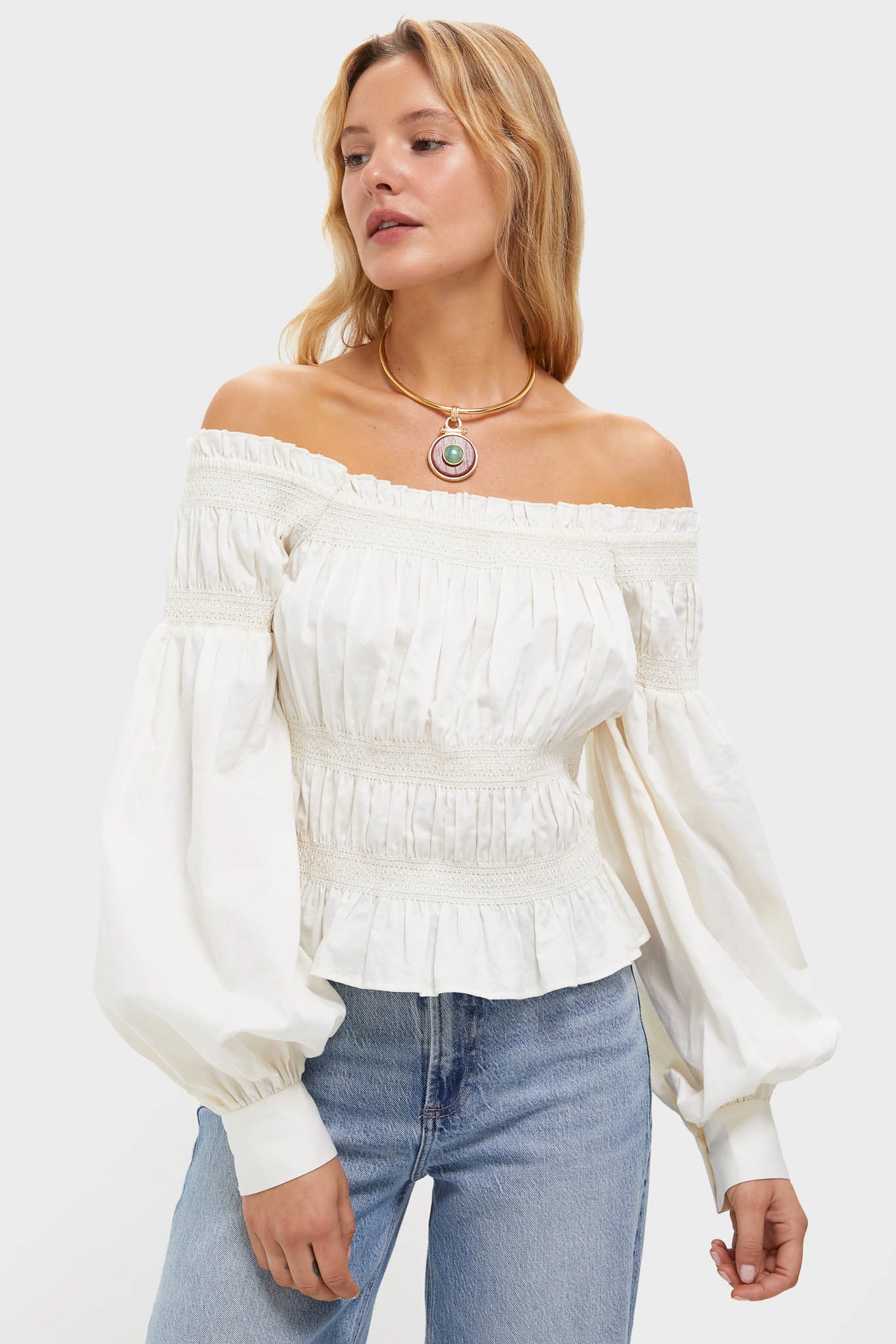 Vintage White Smocked Adeline Blouse