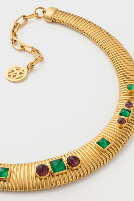 Gold Jeweled Collar Necklace