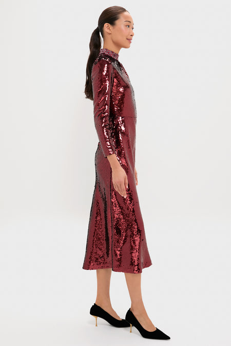 Deep Garnet Sequin Jena Maxi Dress