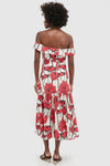 Red & Cream Floral Floral Off-the-Shoulder Giselle Dress