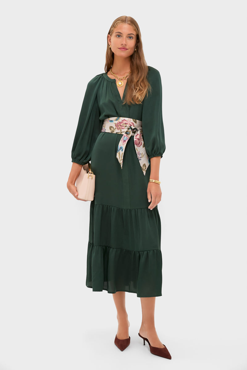 Dark Green Hammered Satin Lyles Dress