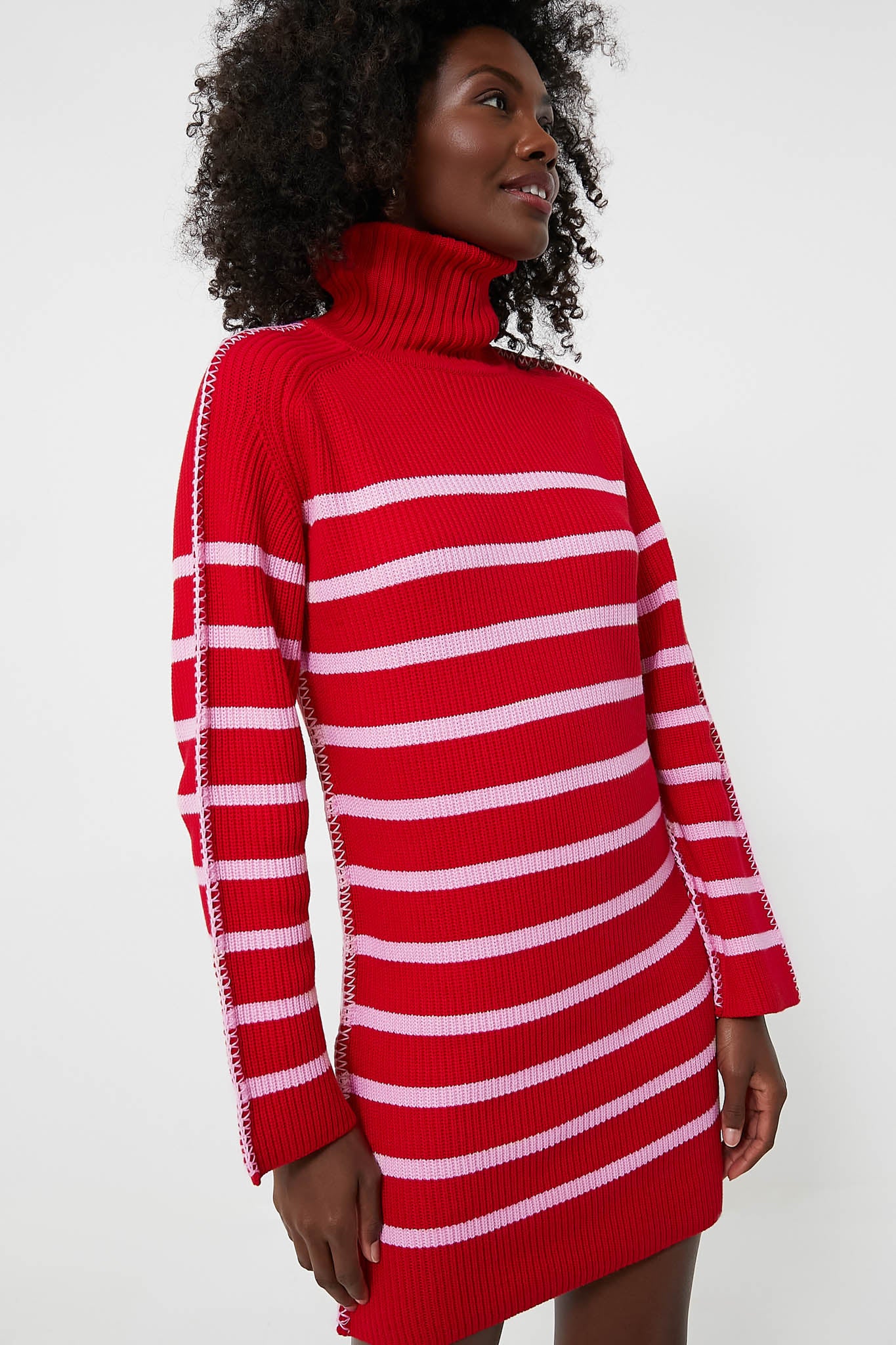 Red Pink Striped Emsley Mini Sweater Dress Hyacinth House