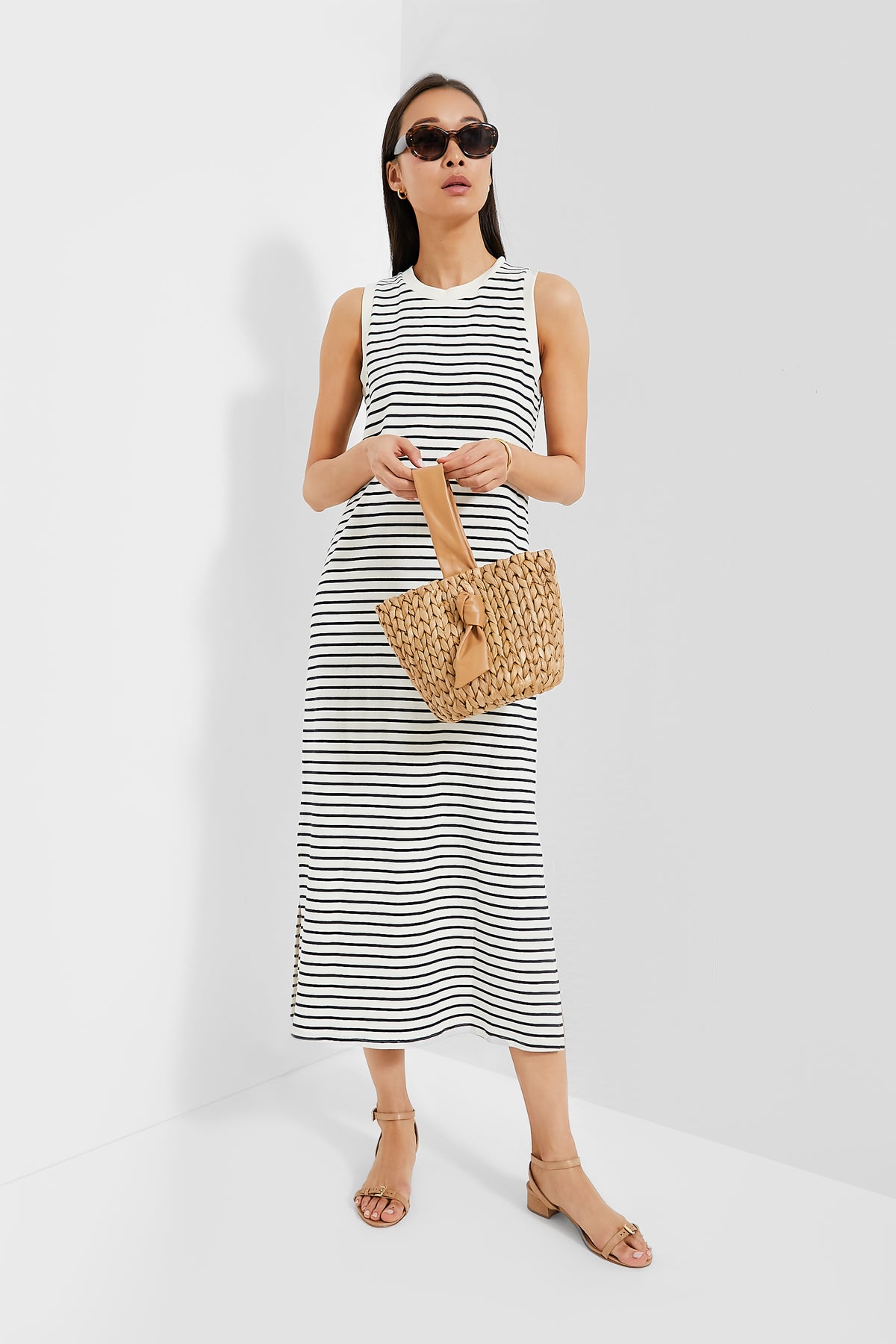 white christmas dresses Navy Stripe Sleeveless Gio Maxi Dress