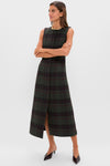Forest Plaid Wool Rhoda Midi Dress