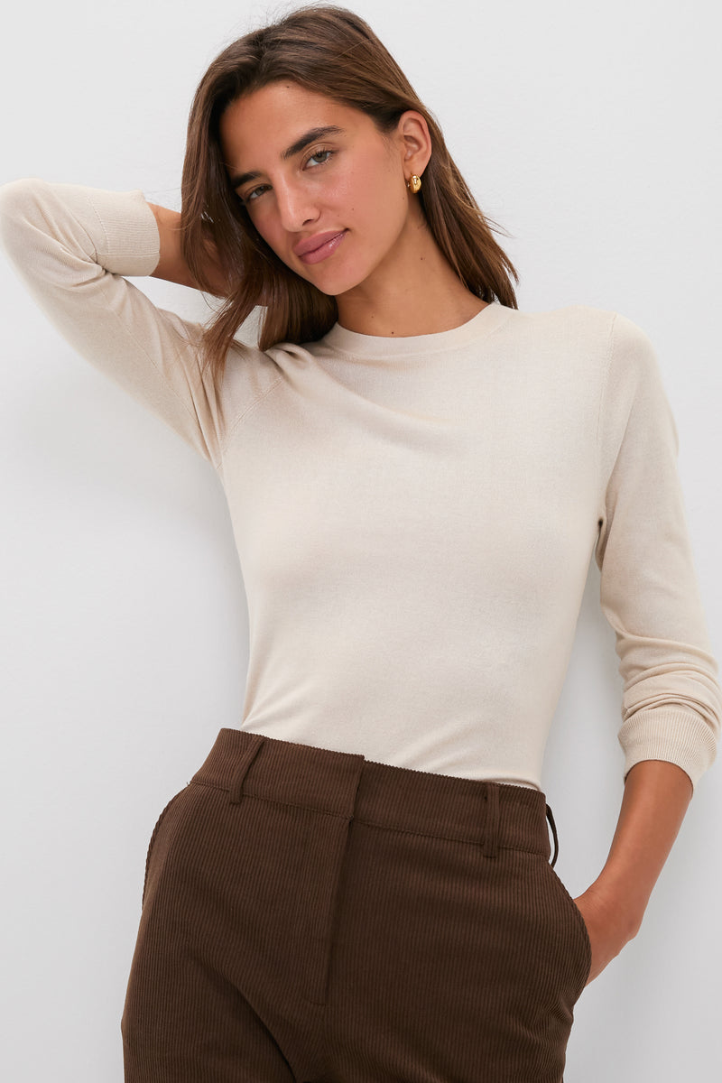 Sandstone Cashmere Silk Long Sleeve Katie Tee