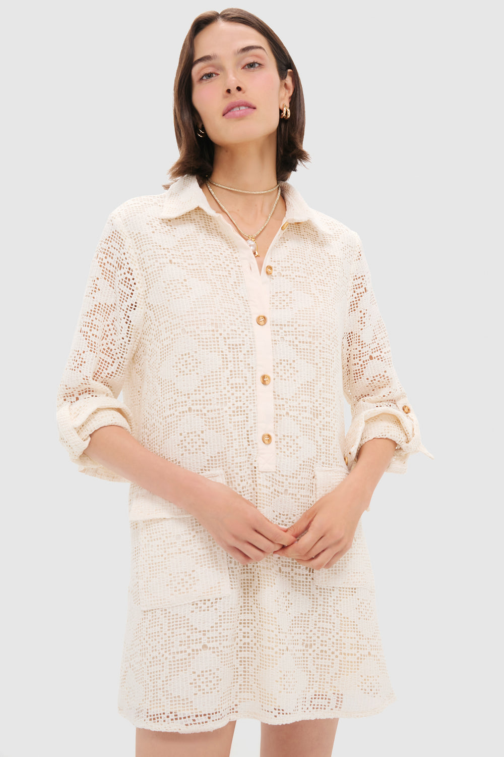 white christmas dresses Women's Short Sleeve Cream T-Shirt Dress (Various Styles)