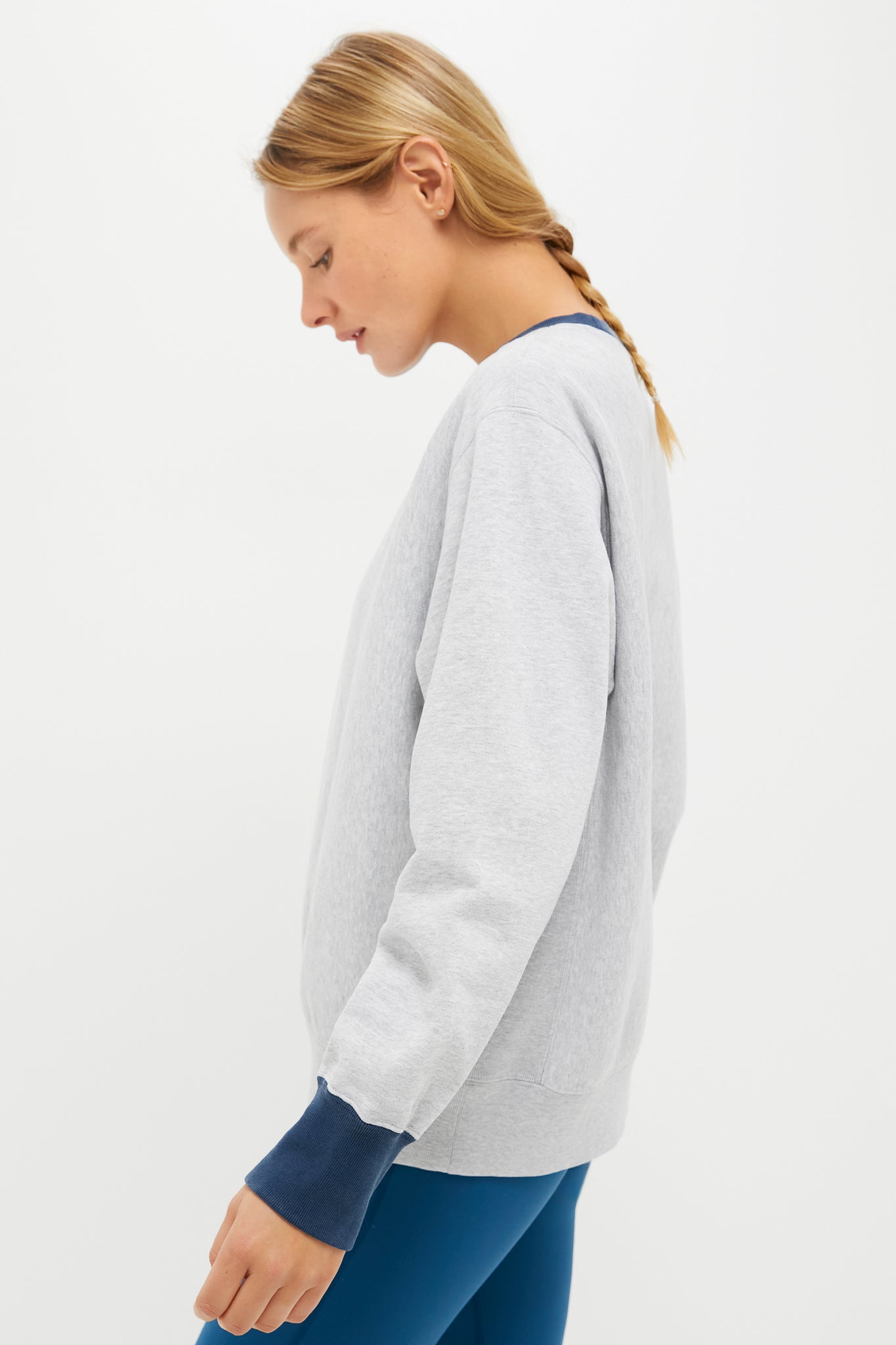 Heather Gray and Navy 100% Cotton Kolar Crewneck Sweatshirt