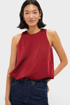 Red Satin Ramona Bubble Hem Top