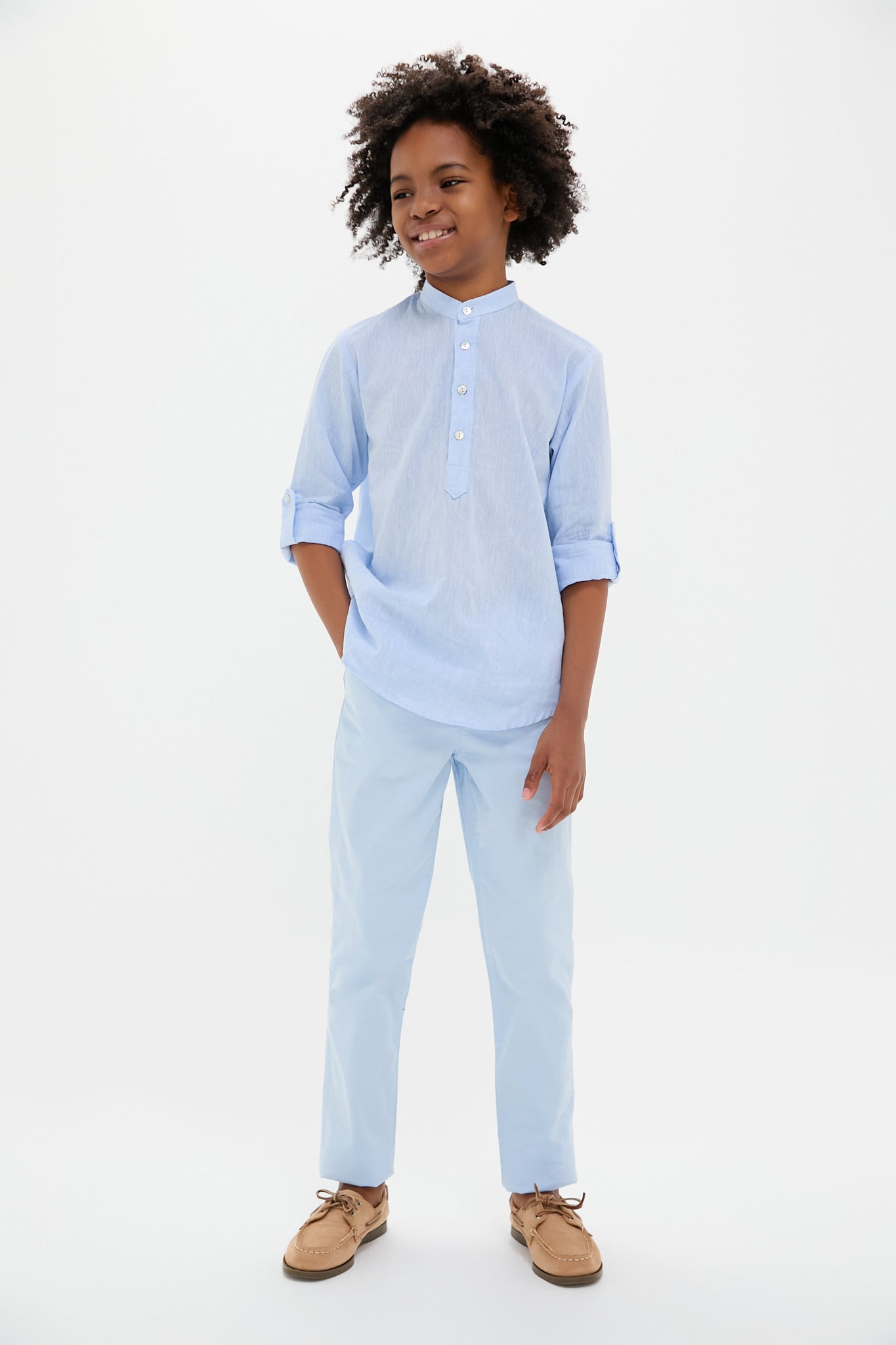 Light Blue Jazmin Linen Mix Long Sleeve Shirt