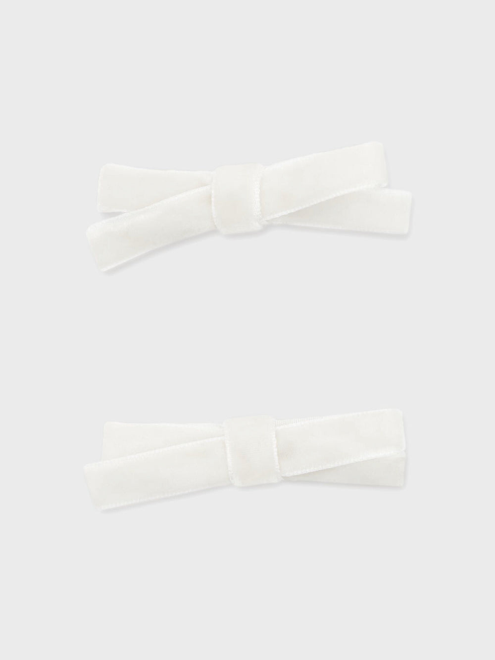 White Small Velvet Bow Clips Set of 2