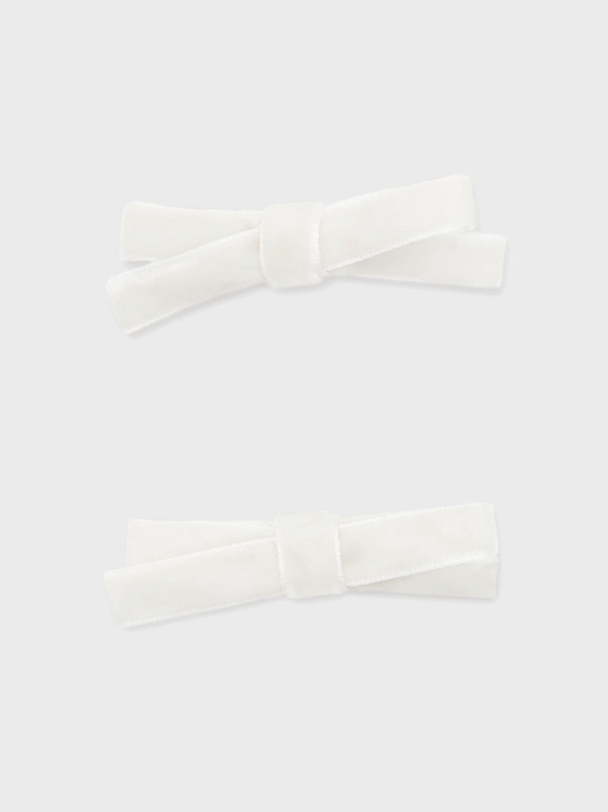 White Small Velvet Bow Clips Set of 2