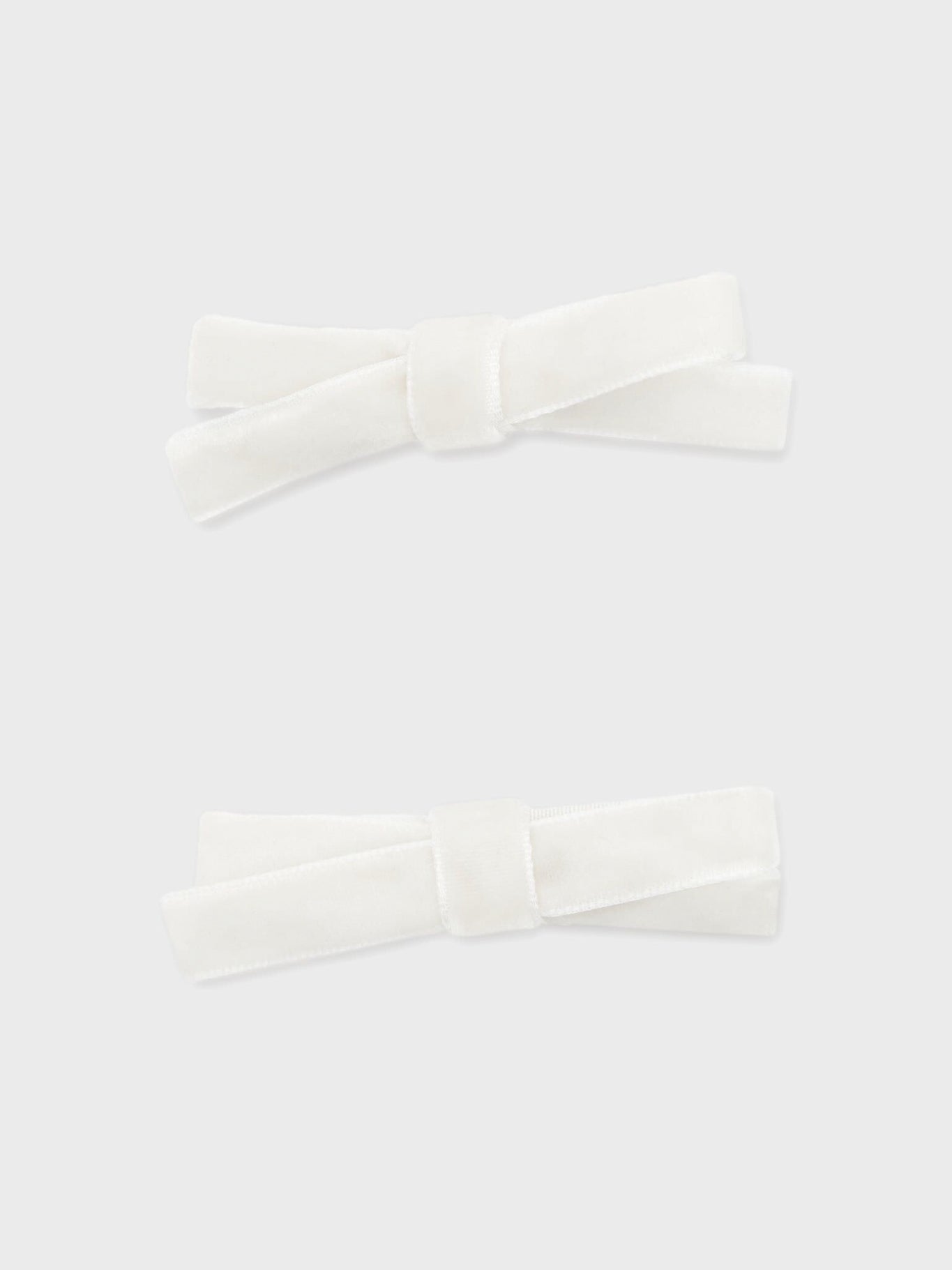 White Small Velvet Bow Clips Set of 2
