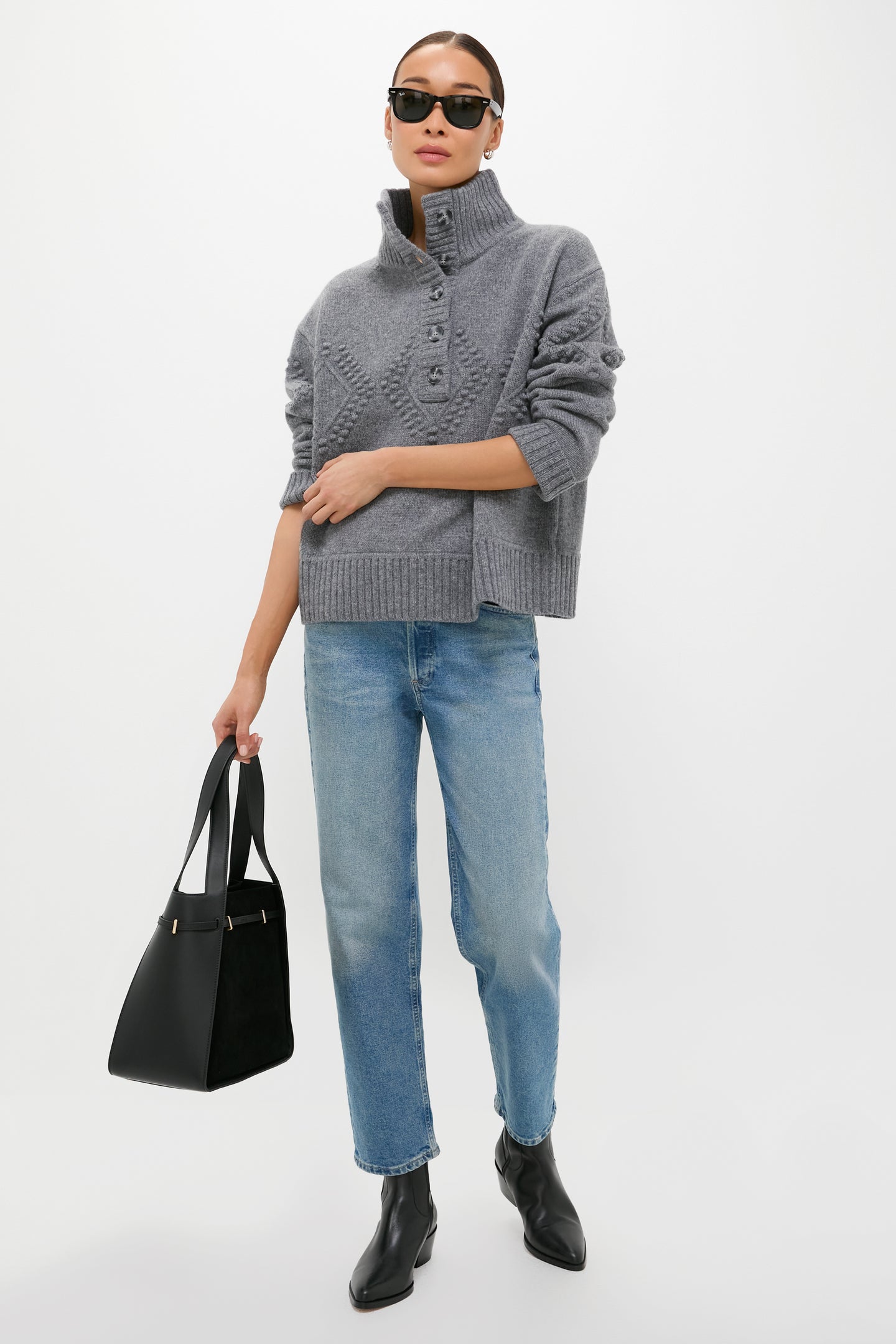 Black Cleo Suede Tote