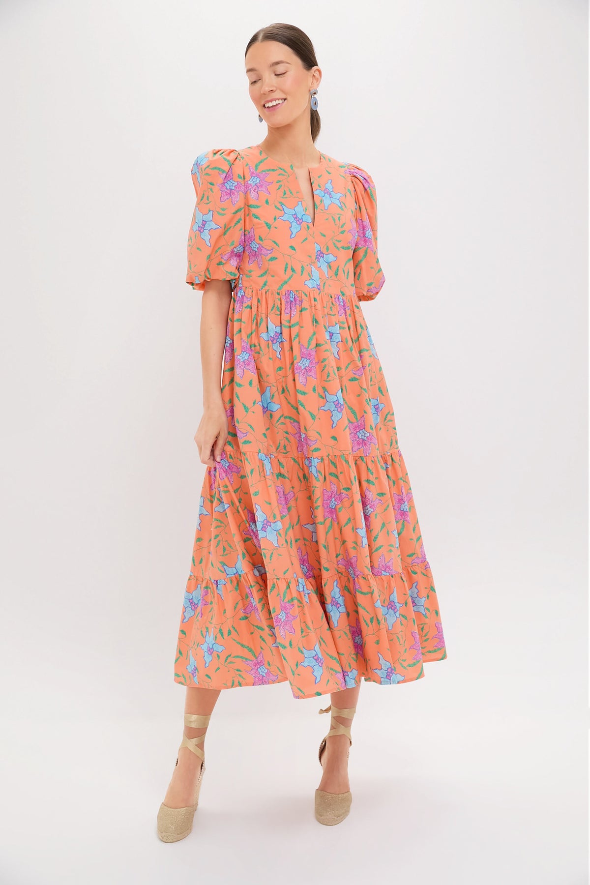 Orange Multi Floral Cisco Maxi Dress