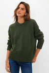 Hunter Green Cotton Cliff Crewneck Sweater