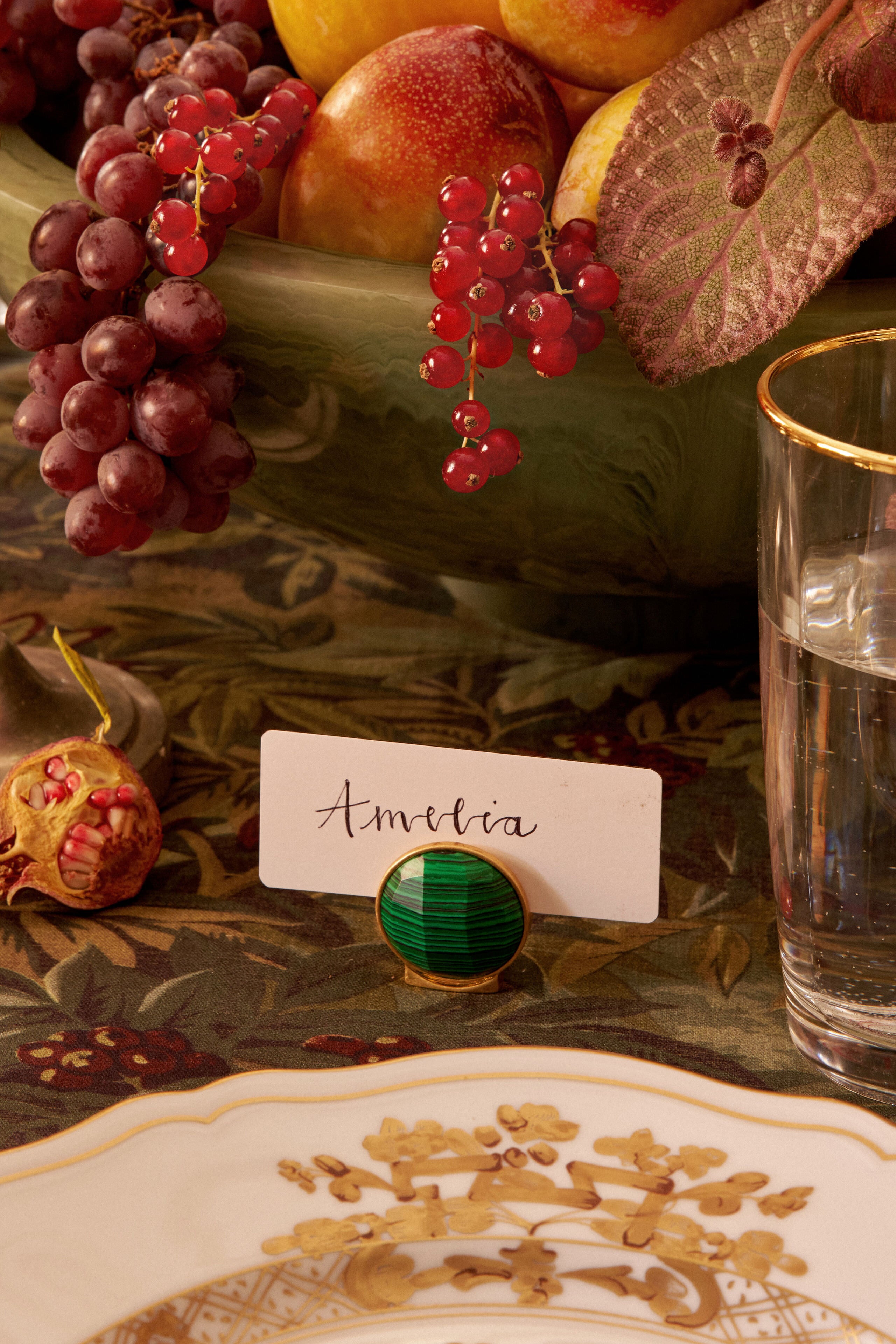 Malachite Gem Place Card Holders Set of 4