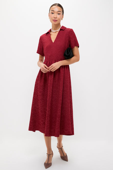 Cranberry Jacquard Adelaide Dress