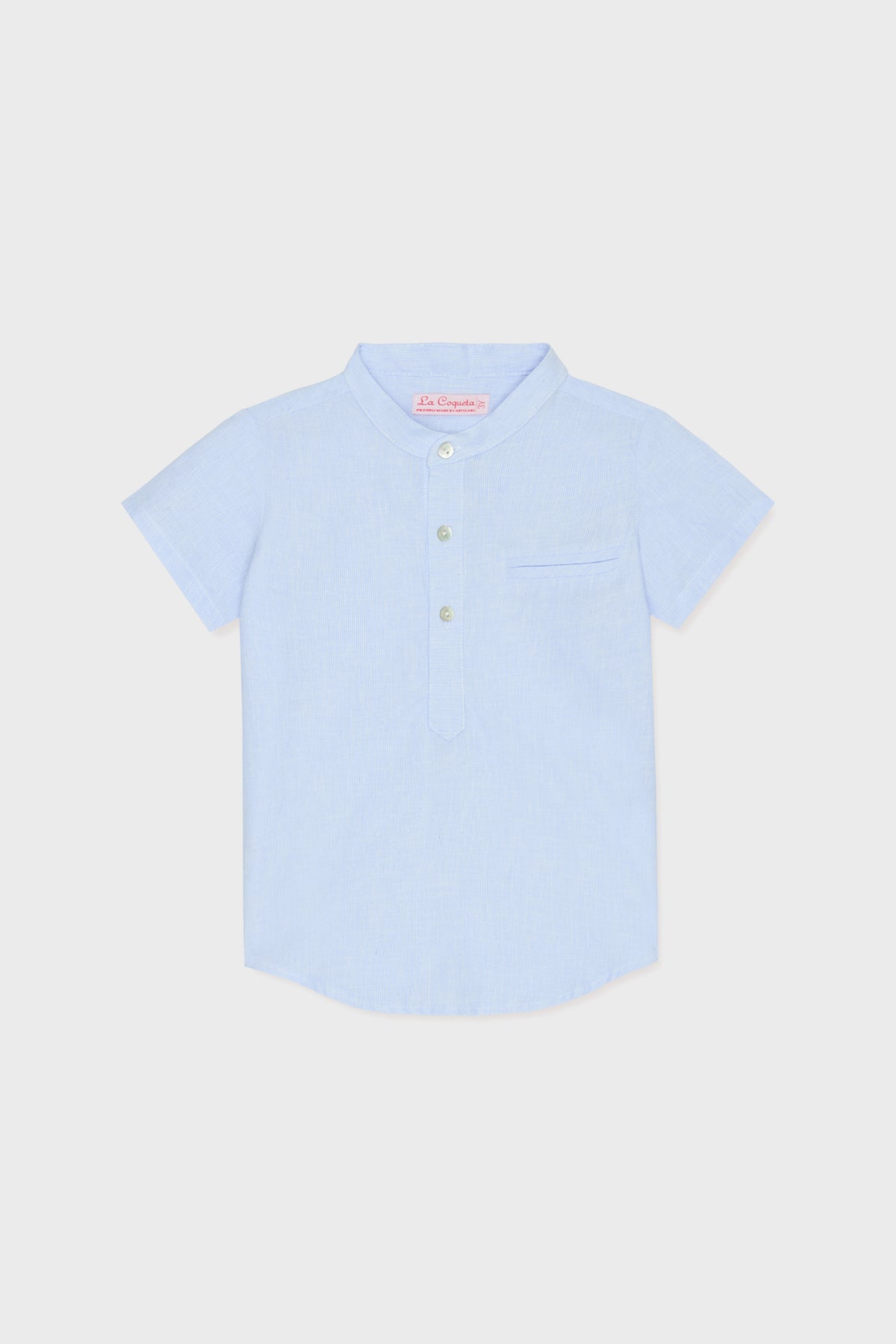 Blue Stripe Arcos Linen Mix Short Sleeve Shirt