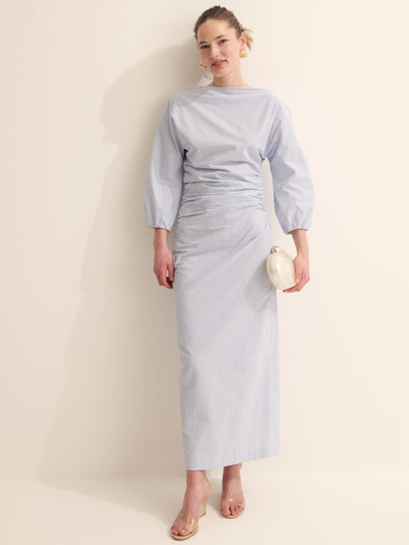 Blue and Ivory Seersucker Ezra Dress