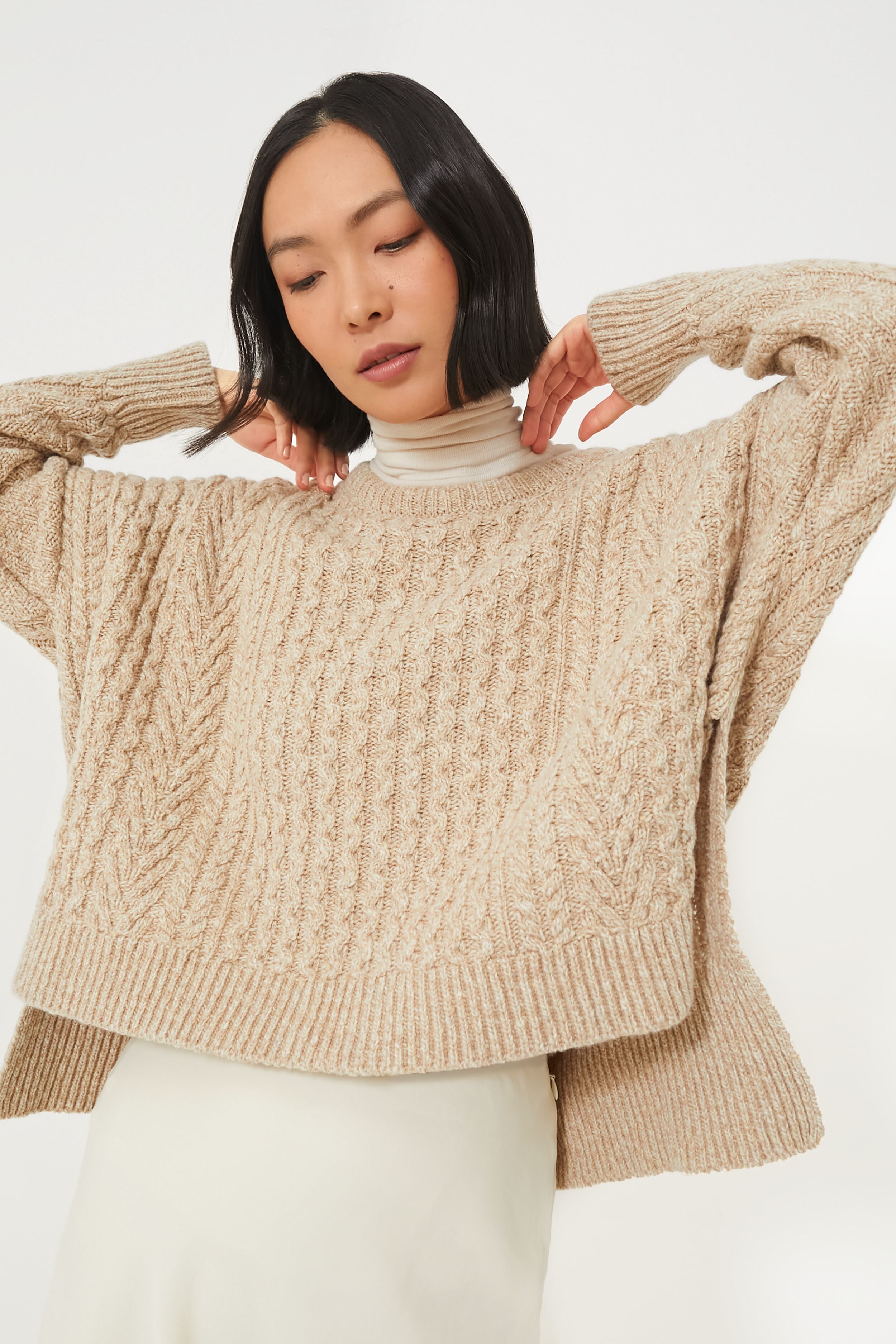 Womens - Shop By Color - Pinks & Purples - Sweaters - Aran Sweater