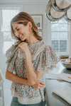 Multi Bubbie Ditsy Short Sleeve Top